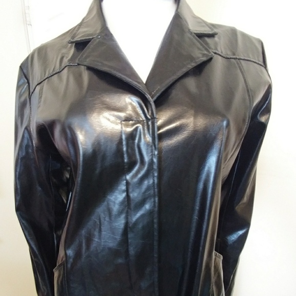 Black Trench Coat Sz M - Picture 3 of 8
